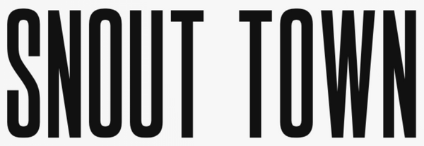 Text 'SNOUT TOWN' in black on a white background
